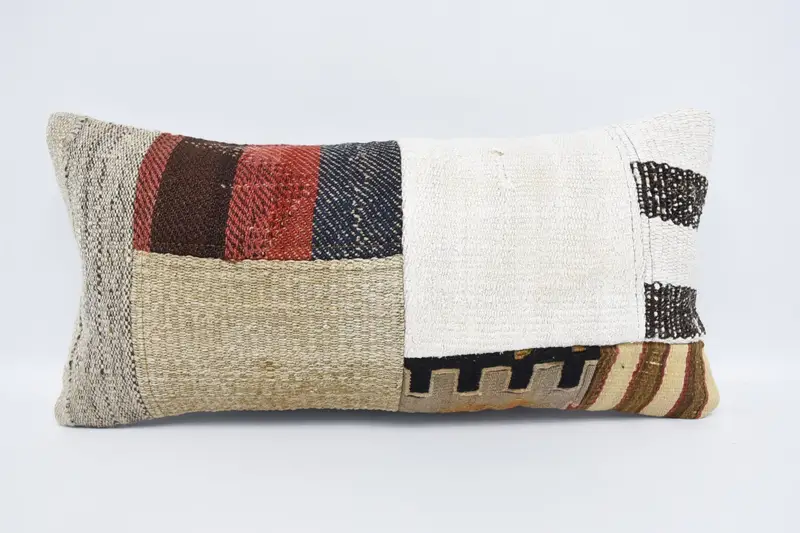 12x24 White Pillow Sham, Seat Pillow Cover, Cushion, Boho Pillow, Kilim Cushion Sham, Boho Pillow Sham Cover, Aztec Cushion Cover - 1