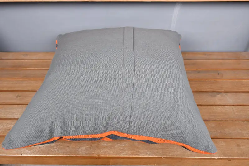 Knitted Pillow Sham, 20x20 Orange Cushion Cover, Traditional Pillow Case, Pillow Case, Pillow for Couch, Kilim Cushion Sham, Turkish Kilim Pillow - 4