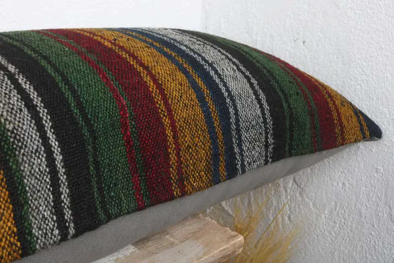Handmade Pillow Sham, Ethnical Kilim Rug Pillow, Sofa Pillow, 16x48 Brown Cushion, Pillow Case, Vintage Kilim Throw Pillow, Boho Pillow - 5