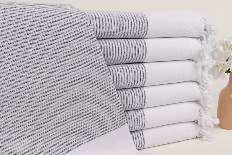 Türkisches Strandtuch mit personalisierten Marinestreifen, 36 x 71 Zoll