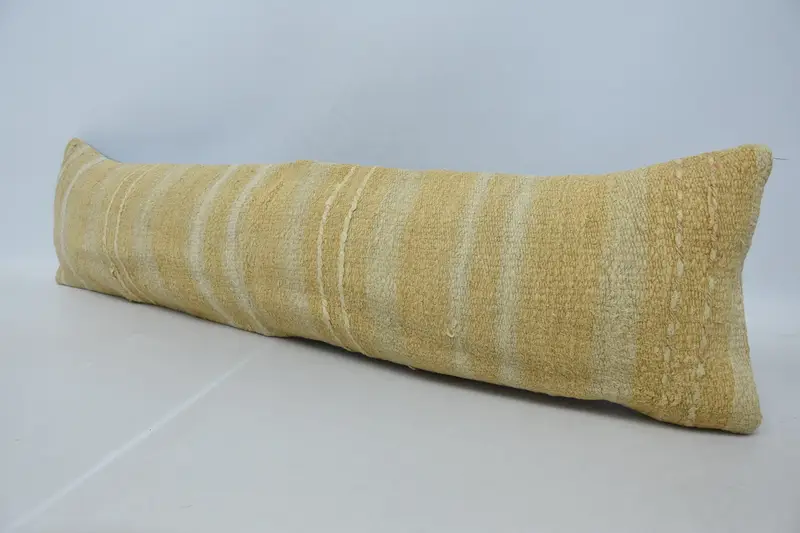 Kilim Pillow Cover, Cushion, 12x48 Beige Cushion Case, Seat Pillow Sham, Ottoman Pillow Case, Vintage Pillow, Kilim Cushion Sham - 4