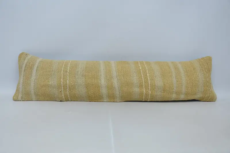 Kilim Pillow Cover, Cushion, 12x48 Beige Cushion Case, Seat Pillow Sham, Ottoman Pillow Case, Vintage Pillow, Kilim Cushion Sham - 1