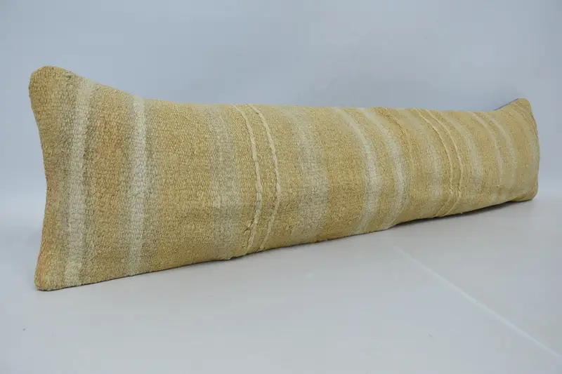 Kilim Pillow Cover, Cushion, 12x48 Beige Cushion Case, Seat Pillow Sham, Ottoman Pillow Case, Vintage Pillow, Kilim Cushion Sham - 3