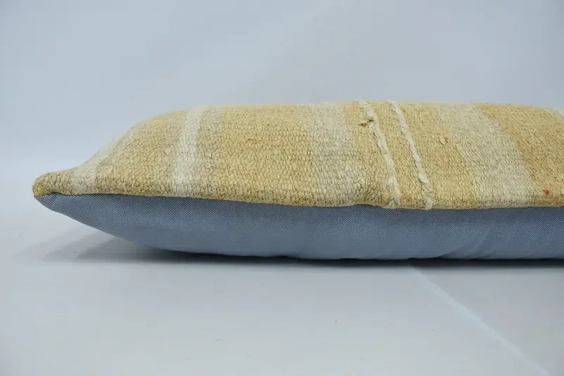 Kilim Pillow Cover, Cushion, 12x48 Beige Cushion Case, Seat Pillow Sham, Ottoman Pillow Case, Vintage Pillow, Kilim Cushion Sham - 5
