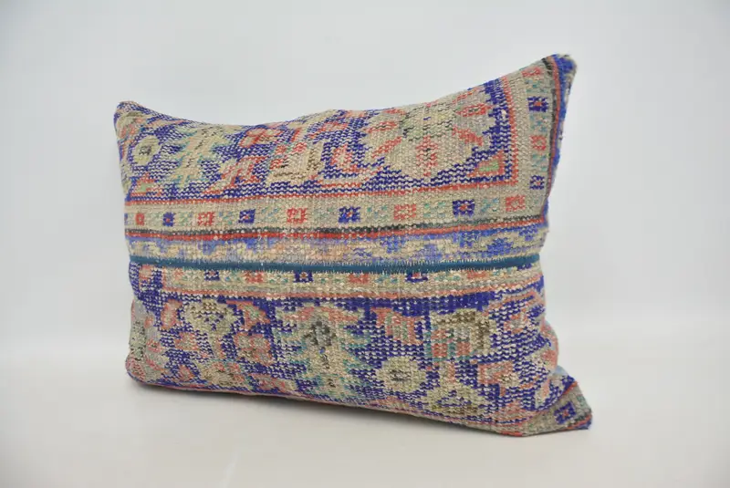 Home Decor Pillow, Handwoven Pillow Cover Pillow Case, Kilim Cushion Sham, Ethnical Kilim Rug Pillow, Cushion, 20x28 Blue Cushion Cover - 4
