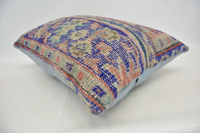 Home Decor Pillow, Handwoven Pillow Cover Pillow Case, Kilim Cushion Sham, Ethnical Kilim Rug Pillow, Cushion, 20x28 Blue Cushion Cover - 6