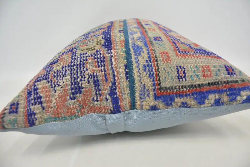 Home Decor Pillow, Handwoven Pillow Cover Pillow Case, Kilim Cushion Sham, Ethnical Kilim Rug Pillow, Cushion, 20x28 Blue Cushion Cover - 5