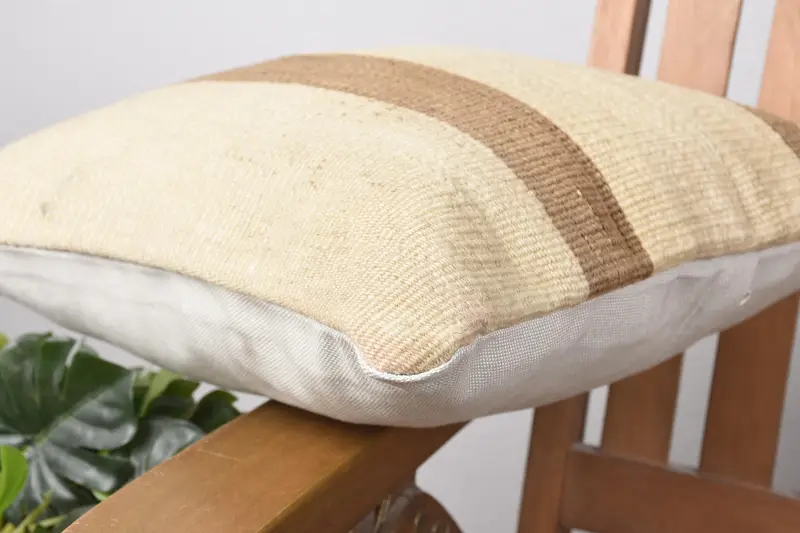 Turkish Pillow, Designer Throw Pillow Sham, 14x14 Beige Cushion Case, Home Decor Pillow, Ethnical Kilim Rug Pillow, Pillow Cover - 6