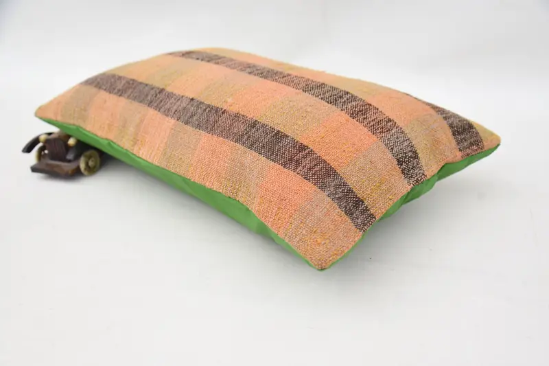 Vintage Kilim Throw Pillow, Pillow for Couch, Pillow Sham, 12x20 Orange Pillow Case, Tribal Cushion Case, Turkish Kilim Pillow - 6