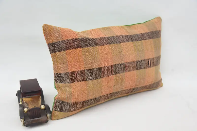Vintage Kilim Throw Pillow, Pillow for Couch, Pillow Sham, 12x20 Orange Pillow Case, Tribal Cushion Case, Turkish Kilim Pillow - 2