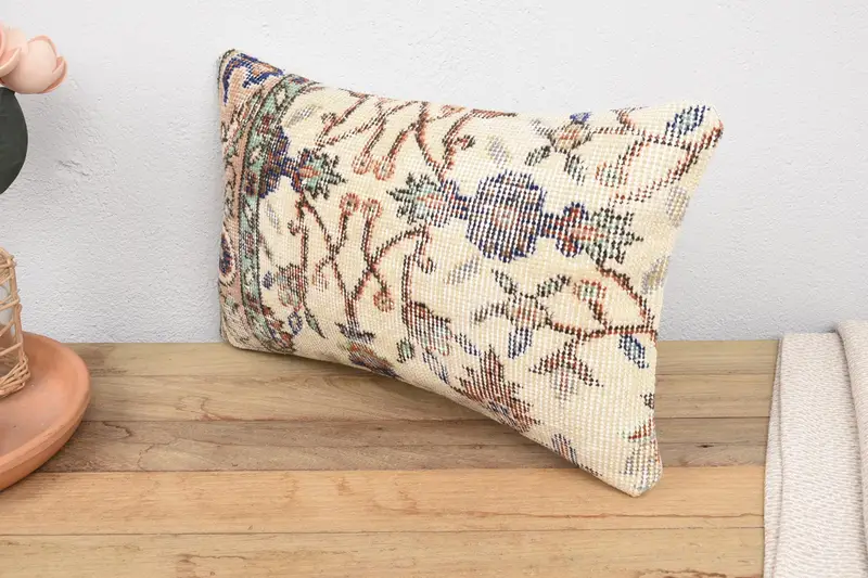 Home Decor Pillow, Turkish Pillow, Patio Pillow Sham, Office Chair Cushion Case, Pillow Sham, 12x20 Beige Cushion Case, Pillow for Sofa - 4