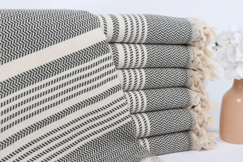 Toalla de playa a rayas verde caqui bordada, regalo personalizado, 40x71 pulgadas