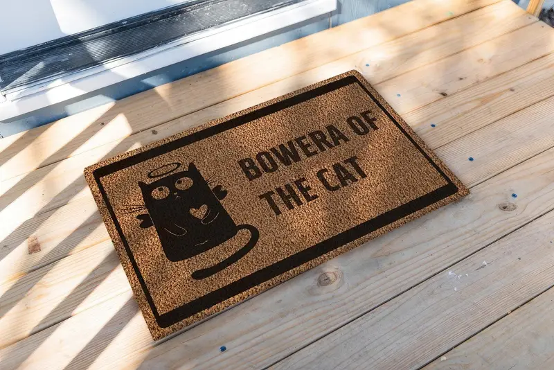 エレガントなプリントラグ：モダンなリビングスペースにぴったりのかわいい猫のデザイン