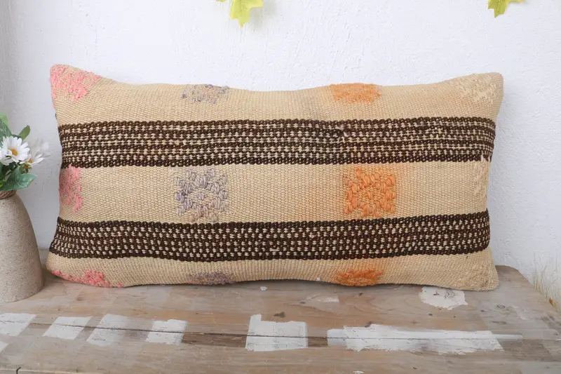 12x24 Beige Pillow Case, Kilim Cushion Sham, Kilim Pillow, Pillow Sham, Comfy Throw Pillow Sham, Interior Designer Pillow - 2