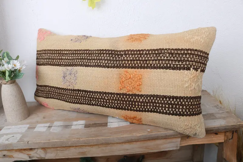 12x24 Beige Pillow Case, Kilim Cushion Sham, Kilim Pillow, Pillow Sham, Comfy Throw Pillow Sham, Interior Designer Pillow - 4