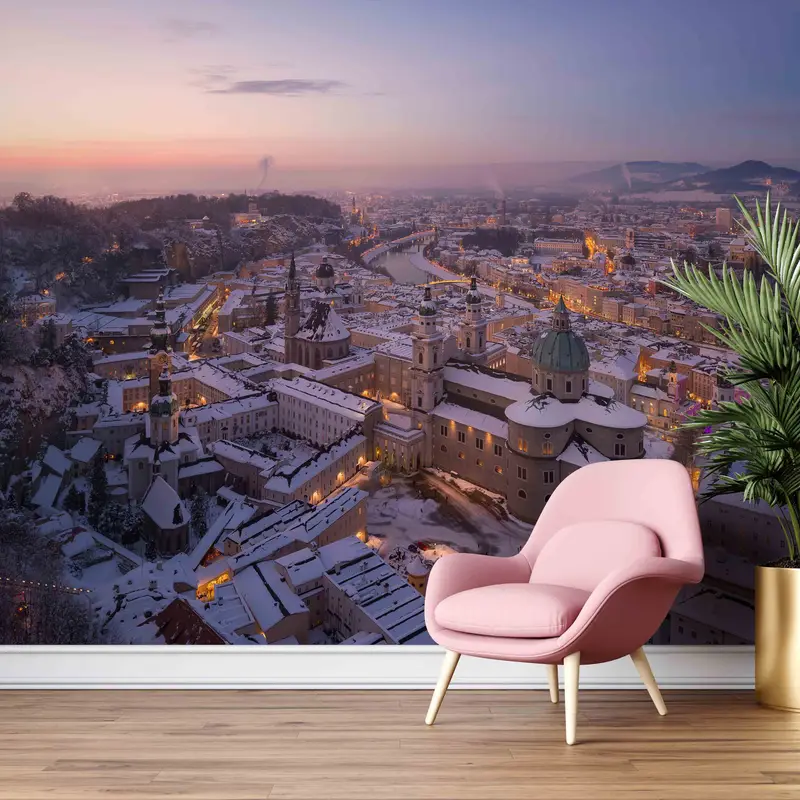 Salzburg Photographs Wall Print, Salzburg Winter Wallpaper, Salzburg Wall Mural, Landscape Wall Mural, Paper Crafts, 3D Origami, City Art - 2