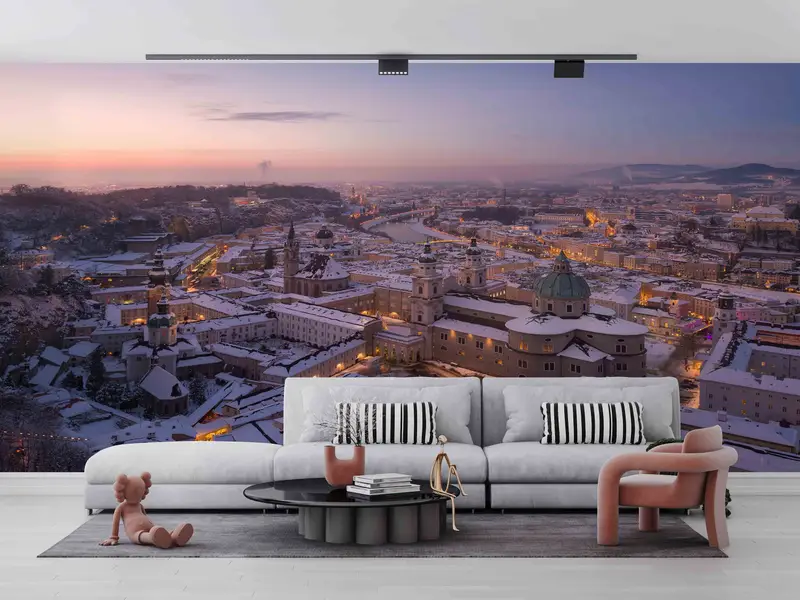 Salzburg Photographs Wall Print, Salzburg Winter Wallpaper, Salzburg Wall Mural, Landscape Wall Mural, Paper Crafts, 3D Origami, City Art - 1