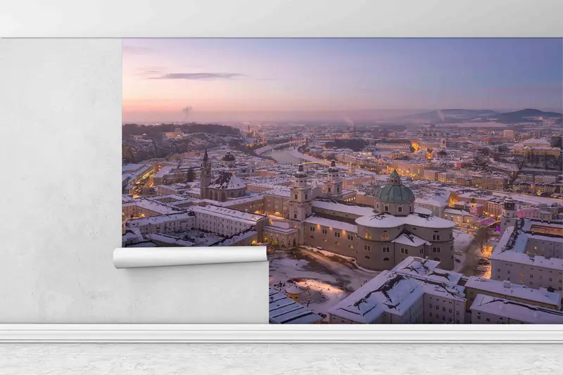 Salzburg Photographs Wall Print, Salzburg Winter Wallpaper, Salzburg Wall Mural, Landscape Wall Mural, Paper Crafts, 3D Origami, City Art - 3