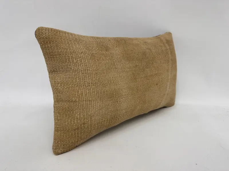 Vintage Kilim Pillow, Turkish Pillow, Kilim Pillow, Cushion, 12x20 Beige Cushion, Crochet Pattern Cushion Case, Personalized Gift Pillow Pillow - 3