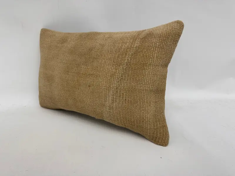Vintage Kilim Pillow, Turkish Pillow, Kilim Pillow, Cushion, 12x20 Beige Cushion, Crochet Pattern Cushion Case, Personalized Gift Pillow Pillow - 4