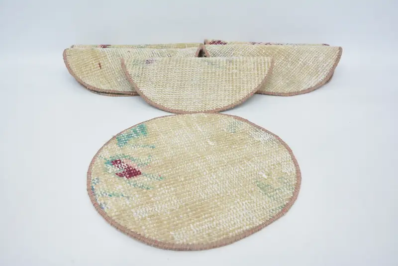 Elegantes manteles individuales Kilim en beige y bronce, juego de seis