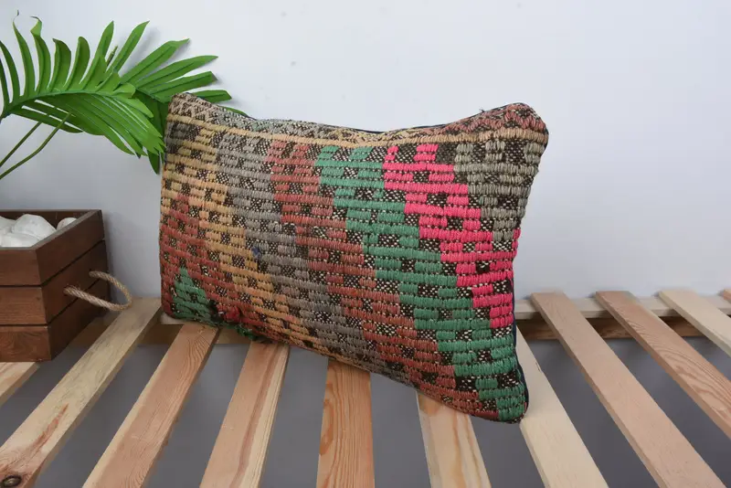 Throw Kilim Pillow, 12x20 Red Pillow Case, Outdoor Pillow Cover, Kilim Pillow Cover, Pillow Case, Outdoor Throw Cushion Case, Pillow for Couch - 5