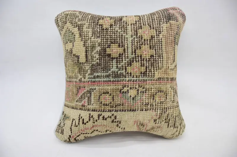 Überwurf-Kissenbezug aus antiker Wolle, 35,6 x 35,6 cm, luxuriöses braunes Euro-Kissenbezug - 1