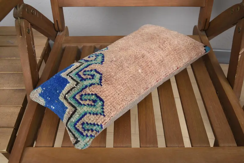 Pattern Throw Pillow, Pillow, 8x16 Blue Pillow Sham, Vintage Kilim Pillow, Vintage Throw Pillow, Boho Pillow, Pillow for Couch - 4