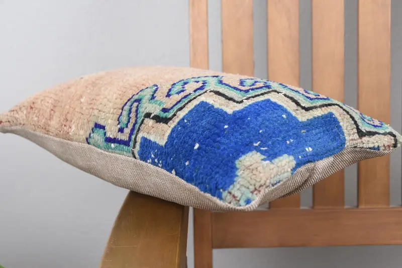 Pattern Throw Pillow, Pillow, 8x16 Blue Pillow Sham, Vintage Kilim Pillow, Vintage Throw Pillow, Boho Pillow, Pillow for Couch - 6