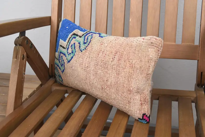 Pattern Throw Pillow, Pillow, 8x16 Blue Pillow Sham, Vintage Kilim Pillow, Vintage Throw Pillow, Boho Pillow, Pillow for Couch - 3