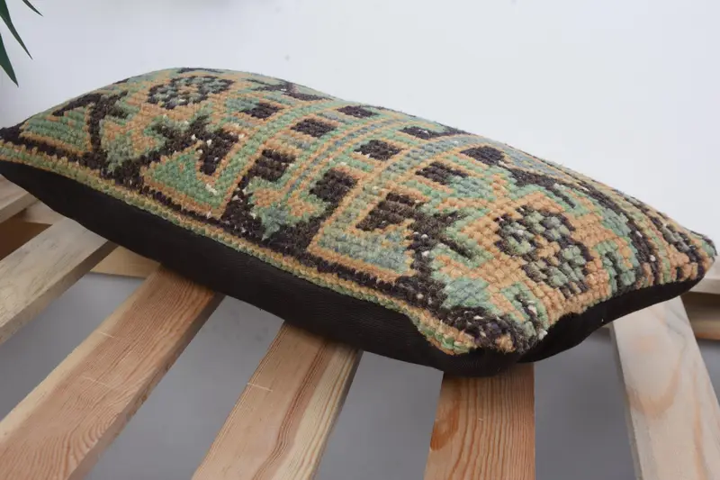 8x16 Blue Cushion, Boho Pillow, Ottoman Cushion, Handwoven Cushion Case, Turkish Pillow, Kilim Cushion Sham, Pillow, Bolster Throw Cushion Case - 6