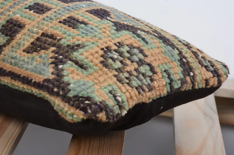 8x16 Blue Cushion, Boho Pillow, Ottoman Cushion, Handwoven Cushion Case, Turkish Pillow, Kilim Cushion Sham, Pillow, Bolster Throw Cushion Case - 7