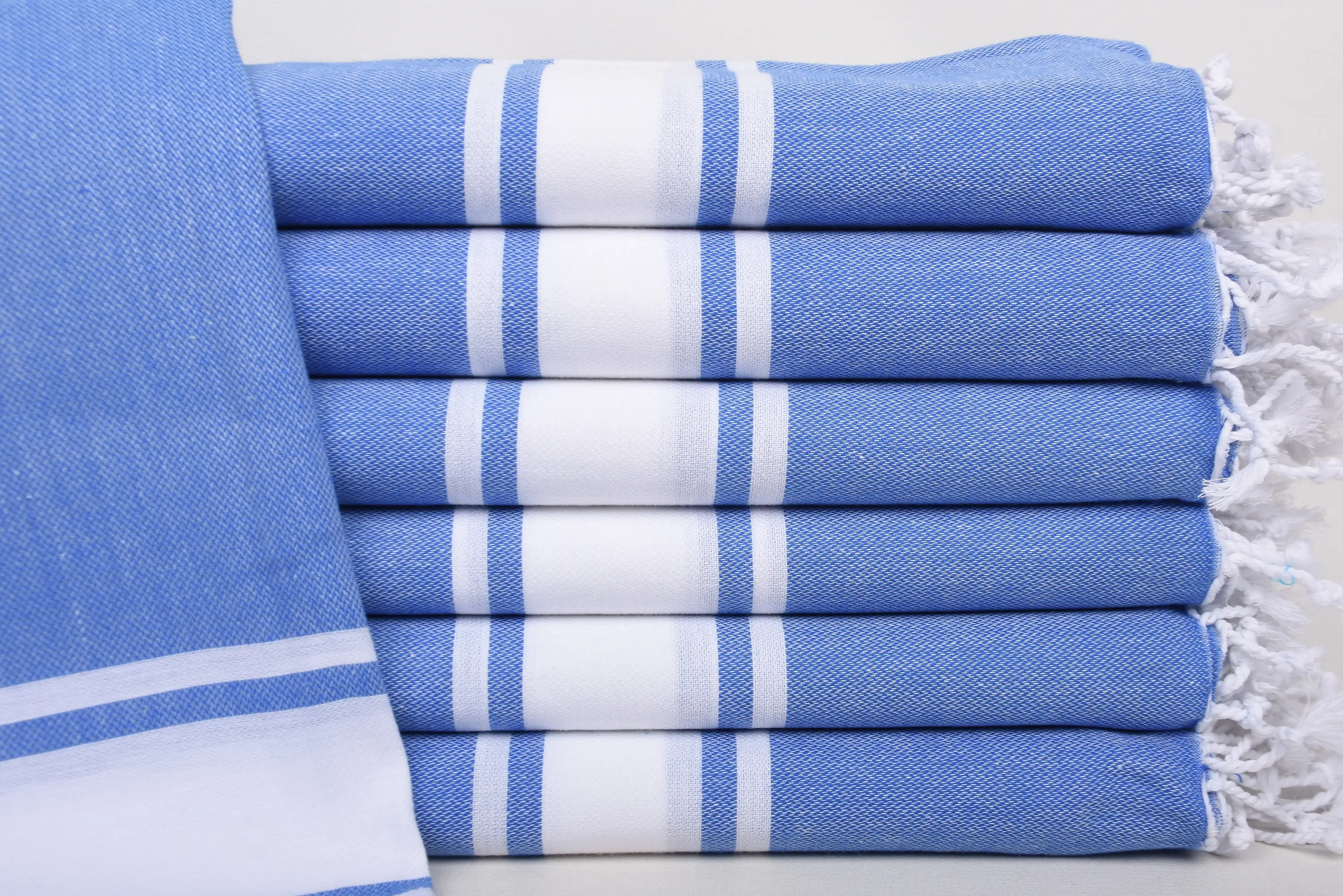 Sax Blue Organic Cotton Bath Towel, 40x71 Inches, Handmade - 1