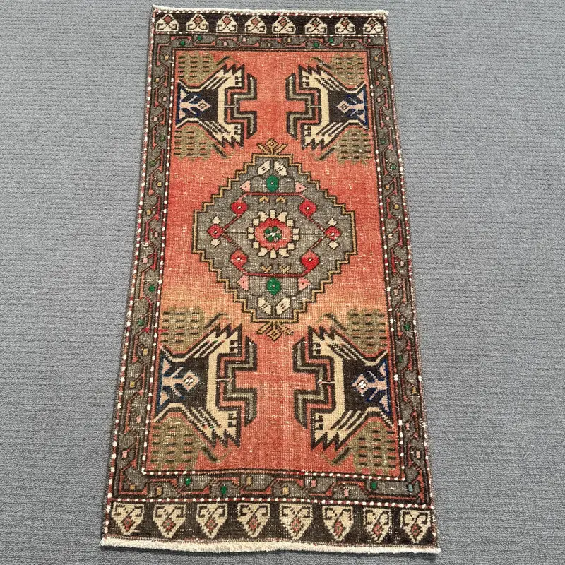 Kırmızı Güneybatı Halısı, 0,1x3,5 ft Gri Vurgulu