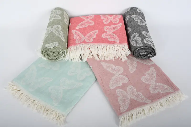 Family Gift Basket, Beach Towel Gift, 68x36 Cotton Butterfly Pattern Towel, Custom Gifts, Turkish Towel USA, Peshtemal Towel USA, Personalized Towel - 7
