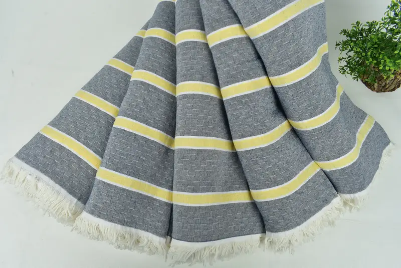 Housewarming Gift, Woven Throw Blanket, Gift For Bride, Turkish Blanket Queen, Family Gift Basket, Custom Wedding Gifts, 96x84 Cotton Striped Towel - 4