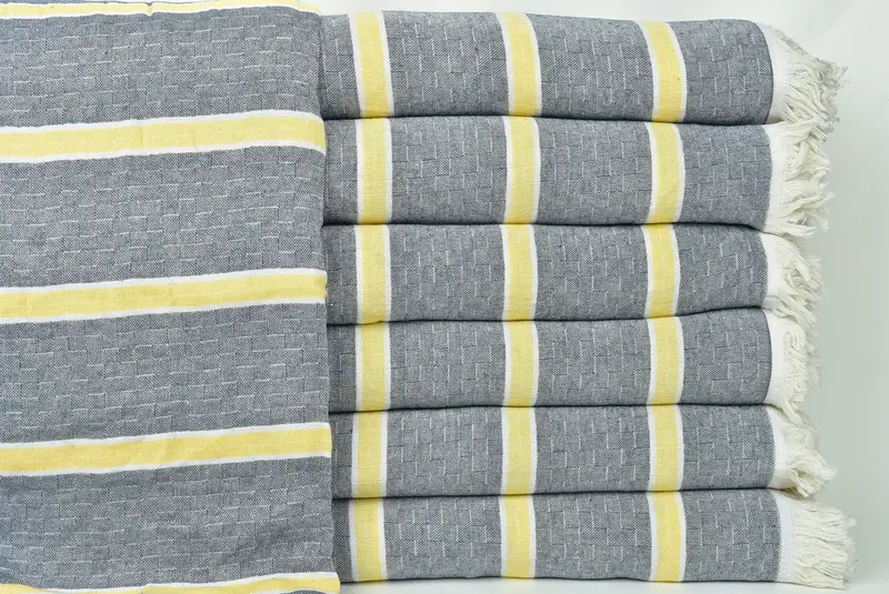 Housewarming Gift, Woven Throw Blanket, Gift For Bride, Turkish Blanket Queen, Family Gift Basket, Custom Wedding Gifts, 96x84 Cotton Striped Towel - 1