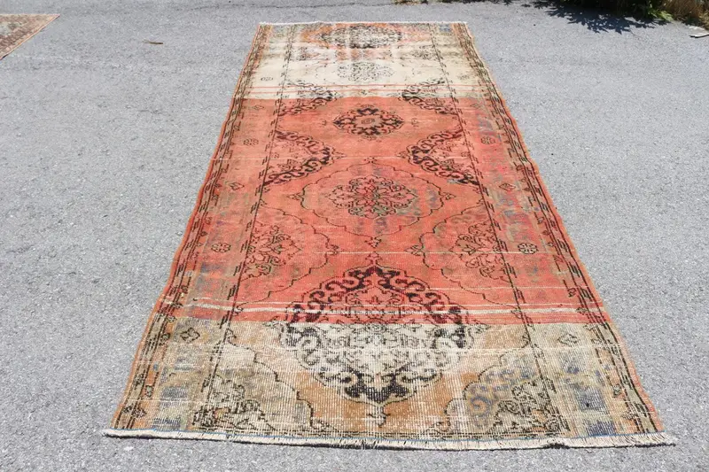 4,8x10,8 ft türkischer Vintage-Teppich, großer Teppich, rot-blauer abstrakter Wollteppich - 1