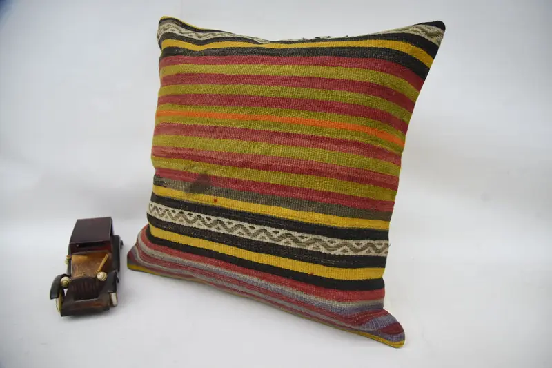 Pillow Cover, Home Decor Pillow, Turkish Kilim Pillow, Vintage Kilim Pillow, 18x18 Green Cushion, Car Pillow, Handmade Cushion Cover - 3