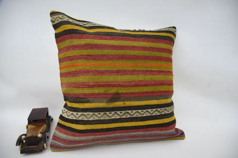 Pillow Cover, Home Decor Pillow, Turkish Kilim Pillow, Vintage Kilim Pillow, 18x18 Green Cushion, Car Pillow, Handmade Cushion Cover - 2