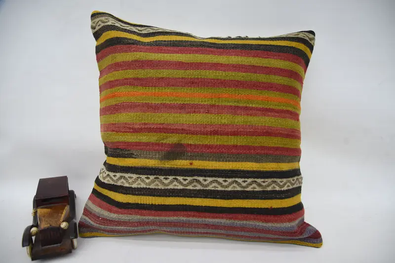Pillow Cover, Home Decor Pillow, Turkish Kilim Pillow, Vintage Kilim Pillow, 18x18 Green Cushion, Car Pillow, Handmade Cushion Cover - 1