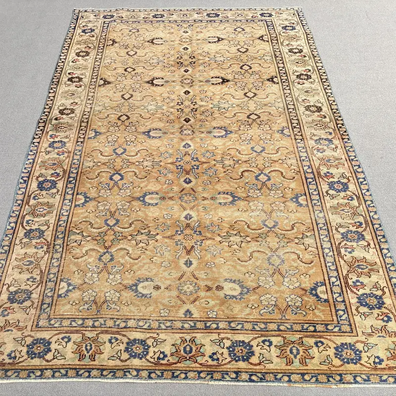 Brown & Blue Animal Print Rug, 0.4x7.3 ft Chic Decor