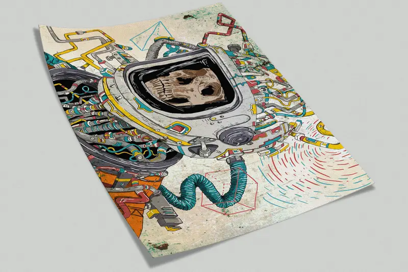 Skull Wall Poster, Dead Astronaut Wall Paper, Abstract Wall Paper, Astronaut Skull Wall Painting, Modern Mural, - 8