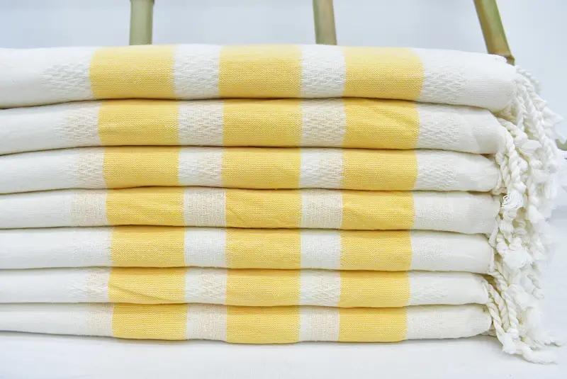 Personalized Yellow Striped Turkish Towel, Bachelorette Party Favor, 70x38 Inches