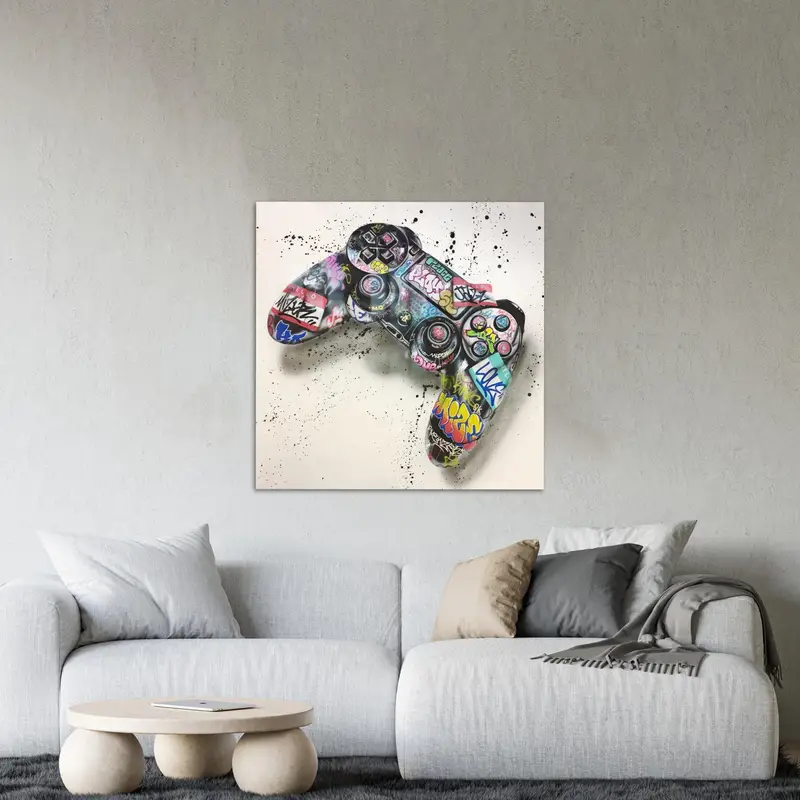 Modern Oyun Odaları için Zarif Banksy Graffiti Baskılı Cam