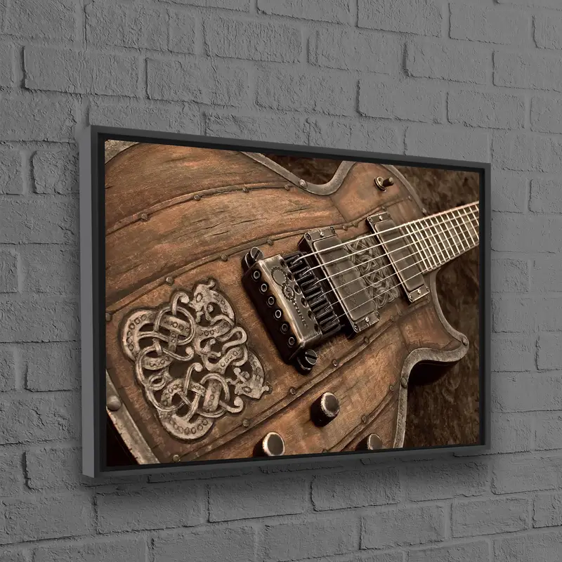 Cuadro elegante en lienzo: Guitarrista con guitarra, diseño artístico