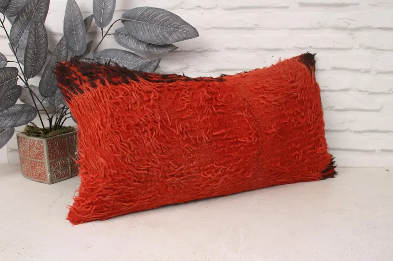 Throw Kilim Pillow, Car Cushion Cover, Cushion Cover, Car Pillow Sham, Handmade Kilim Cushion, 12x24 Red Pillow Cover, Antique Pillows - 3