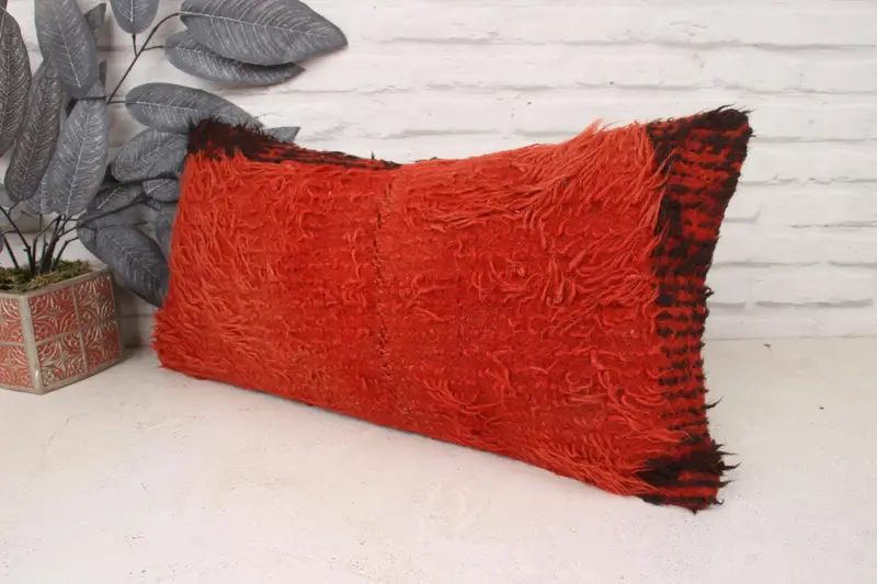 Throw Kilim Pillow, Car Cushion Cover, Cushion Cover, Car Pillow Sham, Handmade Kilim Cushion, 12x24 Red Pillow Cover, Antique Pillows - 4