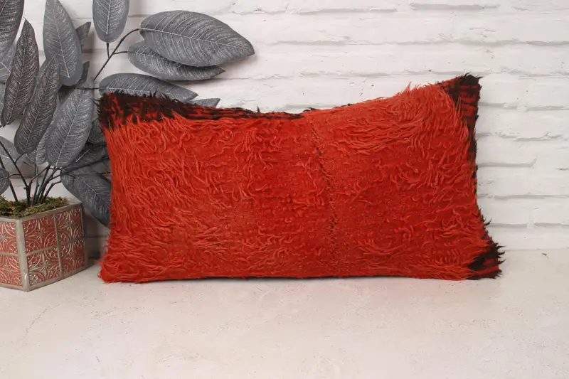 Throw Kilim Pillow, Car Cushion Cover, Cushion Cover, Car Pillow Sham, Handmade Kilim Cushion, 12x24 Red Pillow Cover, Antique Pillows - 1