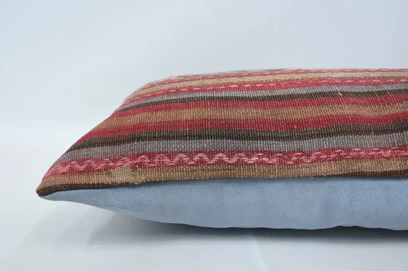 Ethnical Kilim Rug Pillow, 16x48 Red Cushion Case, Handmade Kilim Cushion, Cotton Pillow Sham, Vintage Kilim Throw Pillow, Cushion - 5